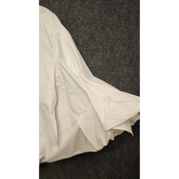 Valentino Blouse Womens 42 White Bow Balloon Sleeve Oversized Tunic Top Italy - Picture 5 of 16